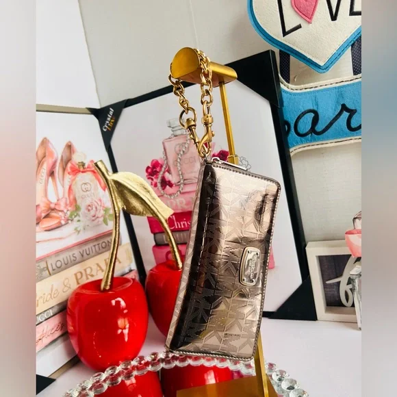 Michael Kors Metallic Logo Wallet with Gold Chain - Picture 7 of 12